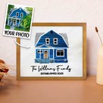 Personalised Embroidered House Photo Frame with Text Date Bedroom Decor Wedding Housewarming Christmas Gift for Family Friends