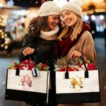 Borsa in tela riutilizzabile personalizzata con fiore di nascita nome e personaggio in stile cartone animato regalo di compleanno per donne