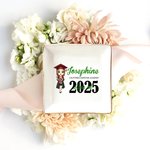 Personalisierte Cartoon Graduate Girl keramischen Platz Trinket Schmuck Schüssel mit Namen Gratulation Graduation Geschenk für Schulkameraden Freunde