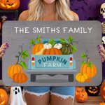 Personalized Pumpkin Farm Truck Non-Slip Door Mat with Text Home Decor Halloween Autumn Gift for Family Friends