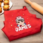 Personalizada de Navidad de dibujos animados de personajes infantiles ajustable delantal Chef Gorro Set con Nombre de Navidad Cumpleaños Regalo para Niños Niñas