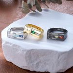 Personalized 1-2 Birthstones Cross Promise Ring with Engraved Name and Text Dainty Jewellery Birthday Anniversary Gift for Christian Men