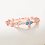 Personalized Dainty Romantic Floral Birthstone Ring Birthday Anniversary Gift for Women Wife Mom