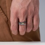 Personalized 1-2 Birthstones Cross Promise Ring with Engraved Name and Text Dainty Jewellery Birthday Anniversary Gift for Christian Men