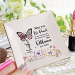 Personlig Butterfly Birth Flower Ceramic Ring Dish Smyckesbricka med namn Mothers' Day Födelsedagspresent för kvinnor