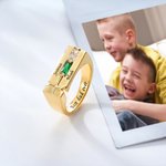 Personalized 1-2 Birthstones Cross Promise Ring with Engraved Name and Text Dainty Jewellery Birthday Anniversary Gift for Christian Men