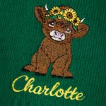 Personalised Embroidered Highland Cow Soft Warm Scarf with Name Fashion Accessory Christmas Birthday Gift for Highland Cow Lover