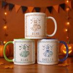 Personalisierte Toile De Jouy Geist Kürbis 11 oz Keramikbecher mit Namen Trick oder behandeln Halloween Party Geschenk für Kinder