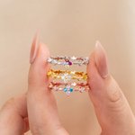 Personalized Dainty Romantic Floral Birthstone Ring Birthday Anniversary Gift for Women Wife Mom