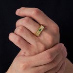 Personalized 1-2 Birthstones Cross Promise Ring with Engraved Name and Text Dainty Jewellery Birthday Anniversary Gift for Christian Men