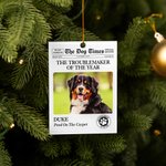 Henkilökohtainen The Pets Times Sanomalehti Photo Akryyli Ornamentti nimi ja teksti Tree Decor joulu syntymäpäivälahja lemmikkieläinten ystäville