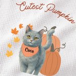 Personalized Pumpkin Pet Photo Absorbent Soft Waffle Tea Towel with 1-2 Names Fall Kitchen Decor Halloween Thanksgiving Gift for Pet Owners Lovers