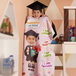 Personalisierte bunte Cartoon Graduate weiche Decke mit Namen und Foto Kindergarten Graduierung Geschenk für Kleinkinder
