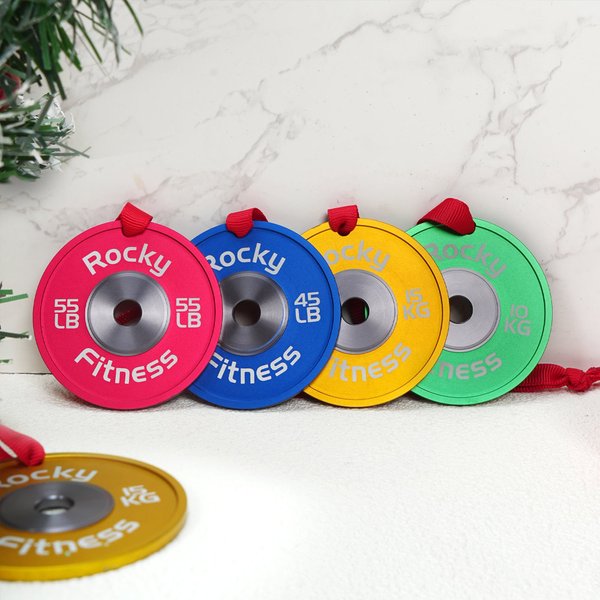 Personalised Weight Plate Christmas Ornament with Text and Ribbon Gym Christmas Tree Home Decor Birthday Christmas Gift for Fitness Enthusiast