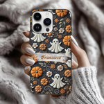 Funda para iPhone personalizada con efecto de relieve 3D de calabaza fantasma telaraña y araña regalo de Halloween para familia y amigos