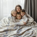 Toile de Jouy personnalisée Croix verset biblique Couverture douce avec nom et date Cadeau d'anniversaire et de baptême pour enfants Chrétiens