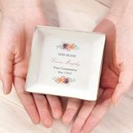 Personalised God Bless First Communion Ceramic Jewellery Dish with Name Date Birthday Religious Baptism Gift for Her