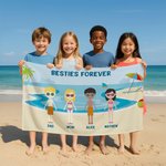 Personalisierte 1-8 niedlichen Zeichen schnell trocknen überdimensionale Strand Handtuch mit Titel und Name Pool Essentials Urlaub Urlaub Geburtstag Geschenk für Frauen