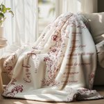 Toile de Jouy personnalisée Croix verset biblique Couverture douce avec nom et date Cadeau d'anniversaire et de baptême pour enfants Chrétiens