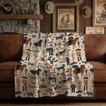 Personalised Western Cowboy Cow Horse Soft Throw Blanket with Name Birthday Anniversary Gift for Cowboy Country Lover