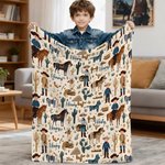 Personalised Western Cowboy Cow Horse Soft Throw Blanket with Name Birthday Anniversary Gift for Cowboy Country Lover