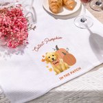 Personalized Pumpkin Pet Photo Absorbent Soft Waffle Tea Towel with 1-2 Names Fall Kitchen Decor Halloween Thanksgiving Gift for Pet Owners Lovers