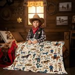 Personalised Western Cowboy Cow Horse Soft Throw Blanket with Name Birthday Anniversary Gift for Cowboy Country Lover