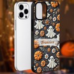 Funda para iPhone personalizada con efecto de relieve 3D de calabaza fantasma telaraña y araña regalo de Halloween para familia y amigos