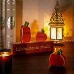 Juego de cubos calabazas personalizado con nombre en madera decoración de otoño para mesa y estante regalo de Halloween para familiares