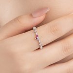 Personalized Dainty Romantic Floral Birthstone Ring Birthday Anniversary Gift for Women Wife Mom