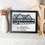 Personalised Embroidered House Photo Frame with Text Date Bedroom Decor Wedding Housewarming Christmas Gift for Family Friends