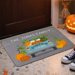 Personalized Pumpkin Farm Truck Non-Slip Door Mat with Text Home Decor Halloween Autumn Gift for Family Friends