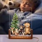Personalizzato Carino Cervo Volpe Animali della Foresta Luce notturna a LED in acrilico con base in legno e nome Compleanno Anniversario Regalo per la famiglia Bambini