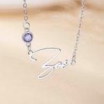 Personalised Elegant Name Birthstone Necklace Dainty Jewellery Birthday Anniversary Gift for Women