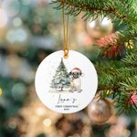 Personalised Watercolor Hand-Drawn Style Dog Christmas Tree Ornament with Name Tree Decor First Christmas Gift for Dog Lover Owner