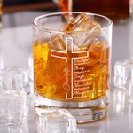 Personalised Cross Positive Bible Verse 10 oz Rock Whiskey Glass with Name Daily Use Birthday Gift for Christians