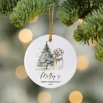 Personalised Watercolor Hand-Drawn Style Dog Christmas Tree Ornament with Name Tree Decor First Christmas Gift for Dog Lover Owner