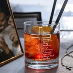 Personalised Cross Positive Bible Verse 10 oz Rock Whiskey Glass with Name Daily Use Birthday Gift for Christians