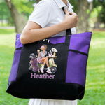 Personalised Cartoon Golf Woman Tote Bag with Name and Mesh Pockets Travel Essentials Birthday Gift for Women Golf Lovers