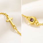 Personalized Photo Micro-Projection Dainty Christian Cross Bracelet Christening Gift for Grandmother Christian Woman