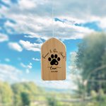 Personalised Dog Cat Paw Print Wood Wind Chime with Text Name and Date Memorial Sympathy Pet Loss Gift for Pet Owner