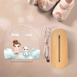 Personalisiertes Cartoon Figur Tier Ovales LED-Nachtlicht mit Namen Sternzeichen und Holzsockel Geburtstag Weihnachten Geschenk für Kinder