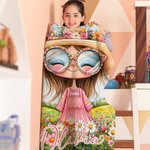 Gepersonaliseerde Cartoon Eigenzinnige Flower Girl Zachte Deken met Naam Home Decor Dagelijks Gebruik Verjaardagscadeau voor Meisjes