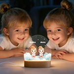 Personalisiertes Cartoon Figur Tier Ovales LED-Nachtlicht mit Namen Sternzeichen und Holzsockel Geburtstag Weihnachten Geschenk für Kinder