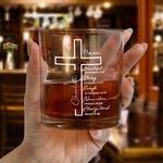 Personalised Cross Positive Bible Verse 10 oz Rock Whiskey Glass with Name Daily Use Birthday Gift for Christians