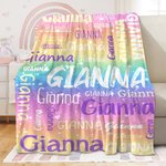 Personalized Colorful Gradient  Soft Throw Blanket with Name Birthday Christmas Gift for Kids Adults