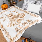 Personlig Toile De Jouy Ghost Pumpkin Mjuk plädfilt med namn Trick or Treat Halloween Party Present till barn