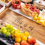 Personalized Engraved Name Acacia Marble 11 pcs Cutting Board Coaster Set with Ceramic Bowl Wooden Spoon Housewarming Gift for Family Friend