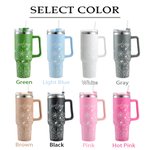 Personalisierte Multi-Color-Schmetterling Blume 40oz Becher mit Namen und Strohhalm Muttertag Geschenk für sie