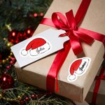 Gepersonaliseerde Leuke Kerstmuts Waterdichte Stickers met Naam Cadeaudecoratie Kerstbedankjes Festivalcadeautjes voor Familie en Vrienden